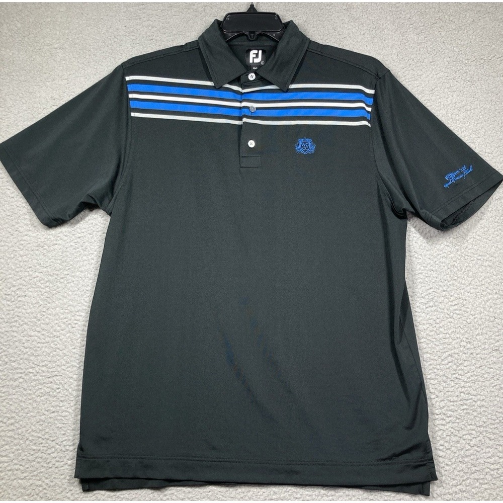 Williams Golf Country Club Polo Shrit Men's Large Black Stripe Short Slv FootJoy